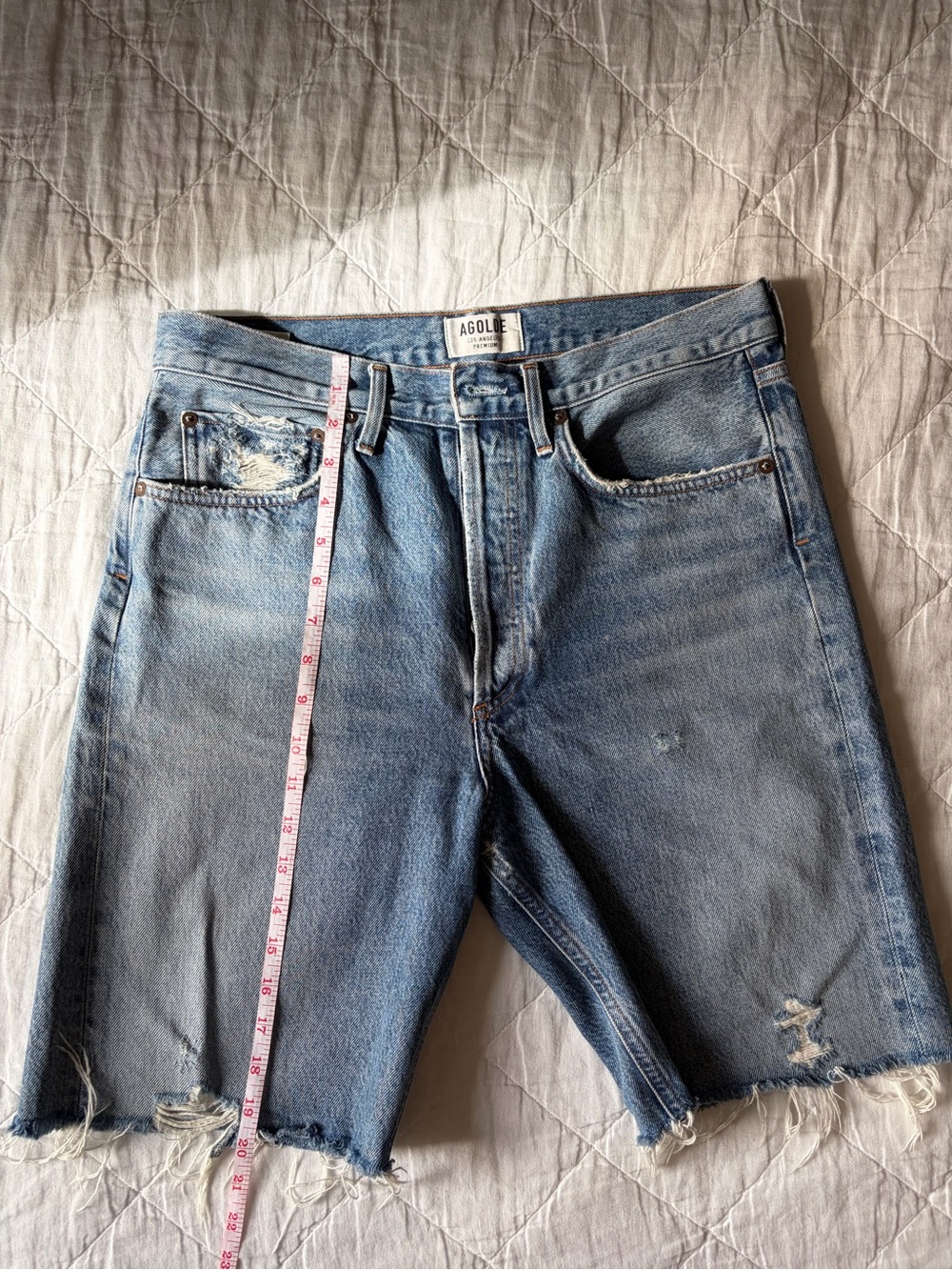 Agolde Long Distressed Jean Shorts